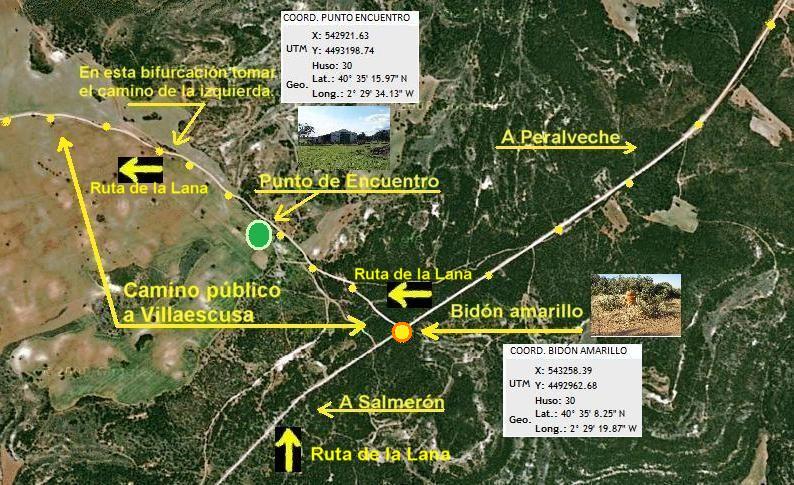 CAMINO DESDE PERALVECHE
MARCADO CON PUNTOS AMARILLOS